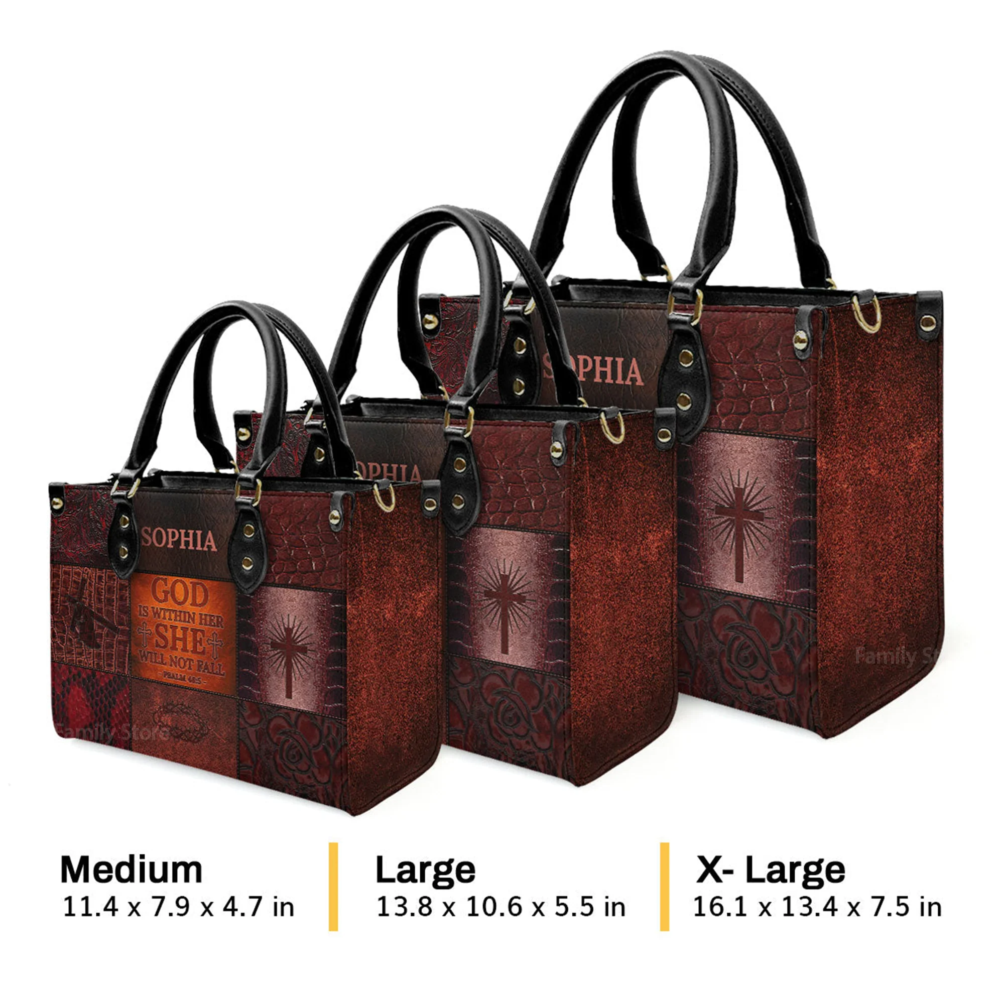 God Is Within Her, She Will Not Fall - Thoughtful Gift For Christians - Personalized Leather Handbag With Handle - AT4080966 - Image 4