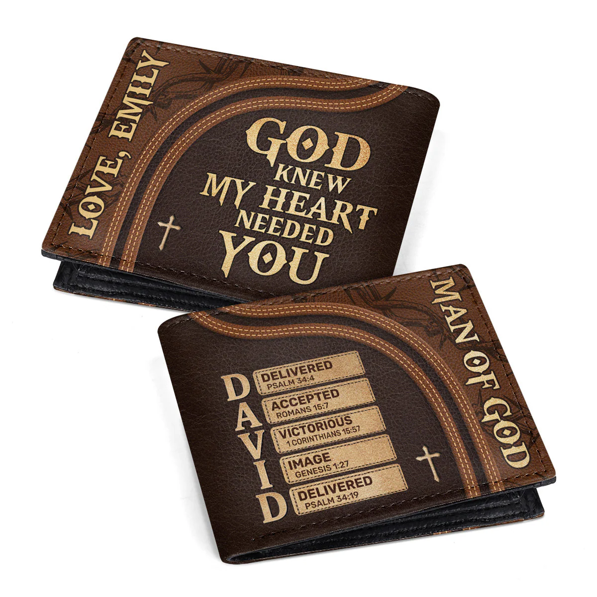 God Knew My Heart Needed You - Personalized Leather Folded Wallet TD118