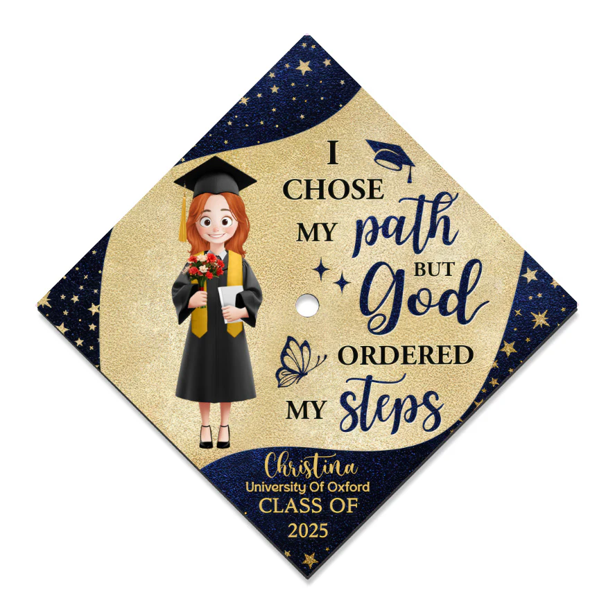 God Ordered My Steps So I Followed It - Personalized Graduation Cap Topper | CLTC02 NA94 - Image 6