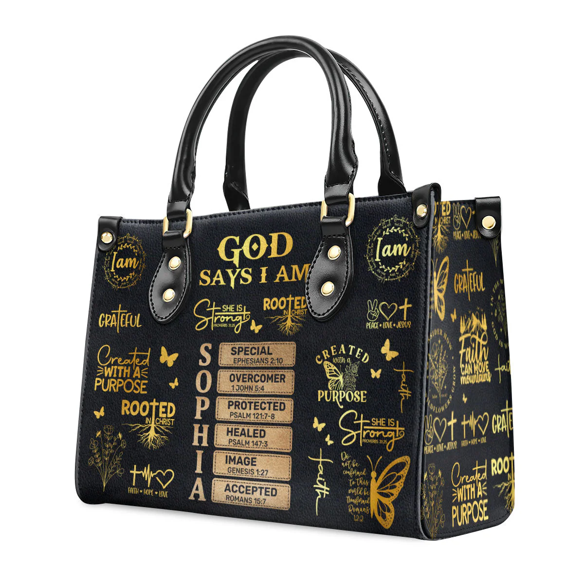 God Say I Am - Personalized Leather Handbag | CLGOD06 - Image 2