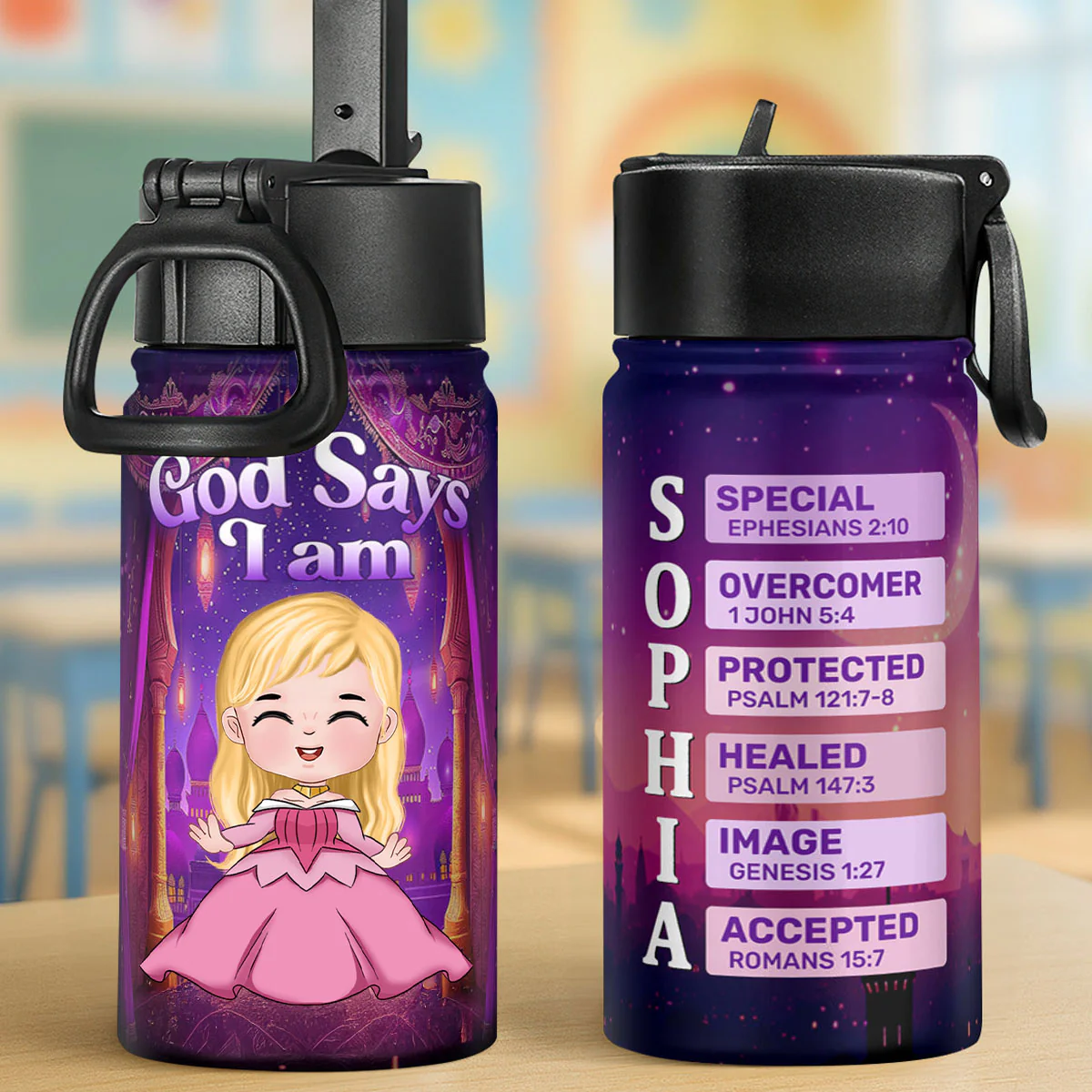 God Says I Am A Little Princess - Personalized Kid Water Bottle - Gift For Kids | CL23 TD118