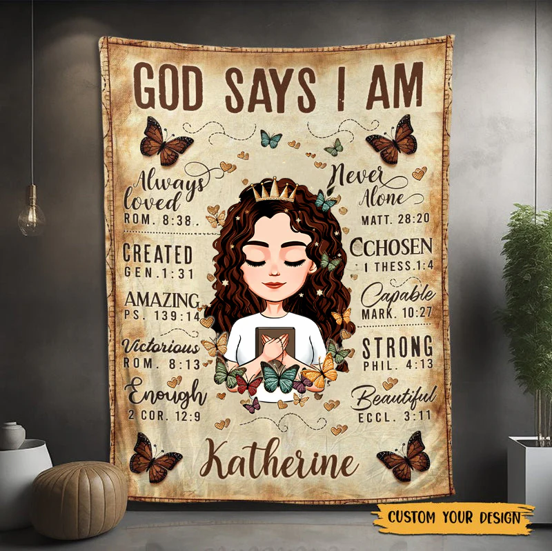 God Says I Am Always Loved - Personalized Blanket - Best Gift For Mother, Grandma | CLGOD05 TD118