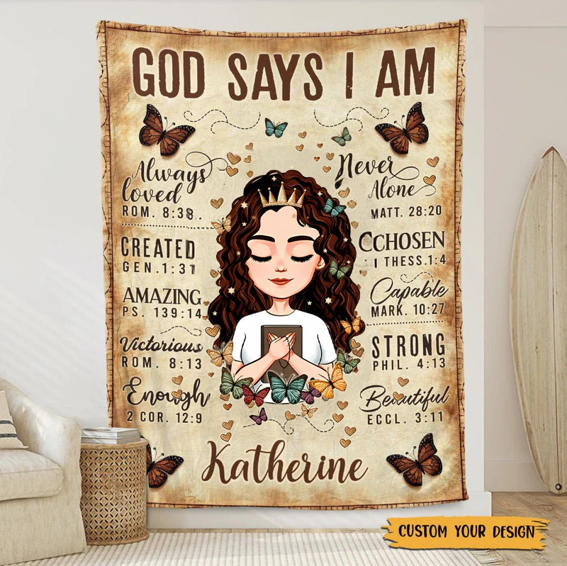 God Says I Am Always Loved - Personalized Blanket - Best Gift For Mother, Grandma | CLGOD05 TD118 - Image 2