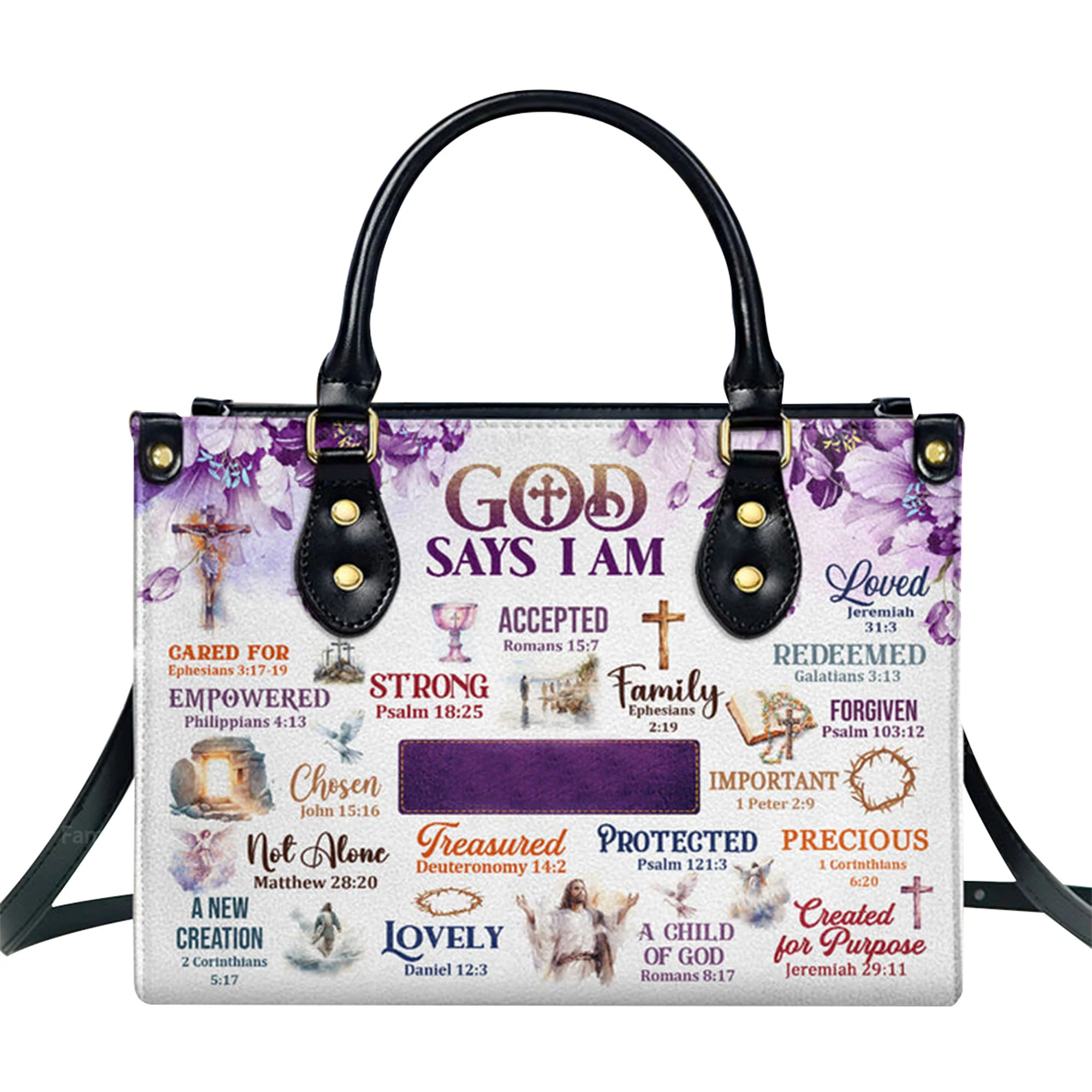 God Says I Am - Beautiful Personalized Leather Handbag - AT4080971 - Image 2