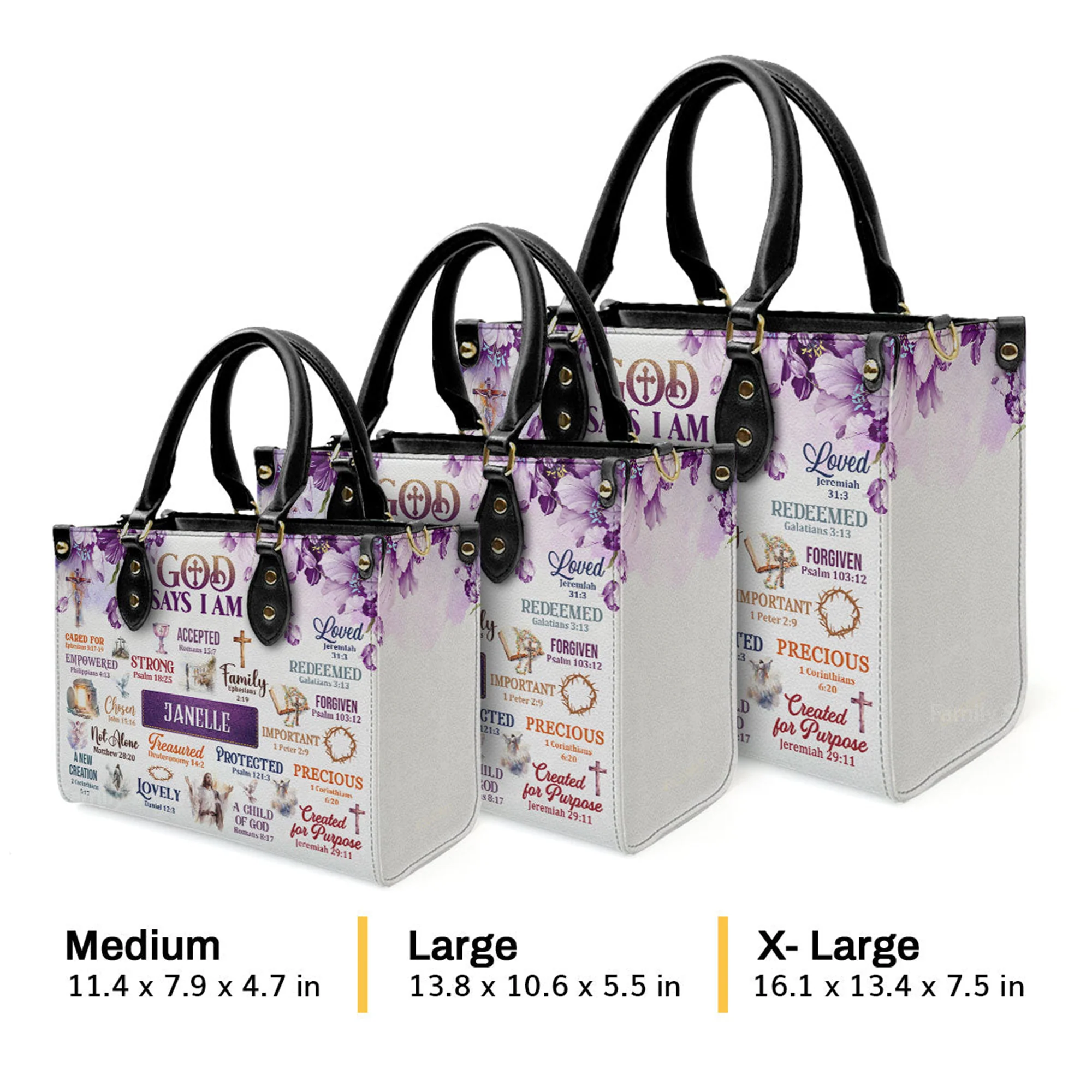 God Says I Am - Beautiful Personalized Leather Handbag - AT4080971 - Image 4