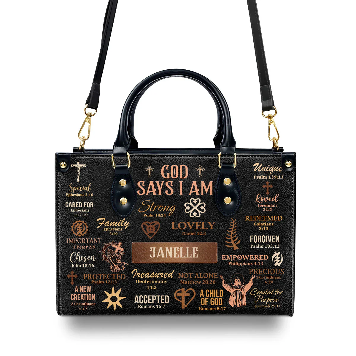 God Says I Am Bible Verses - Religious Personalized Leather Bag - Christian Gift For Black Women HD95 - Image 3