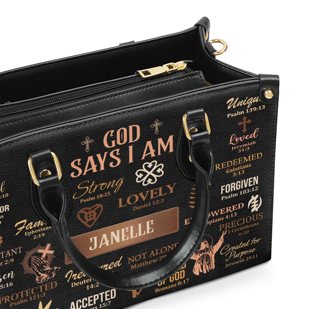 God Says I Am Bible Verses - Religious Personalized Leather Bag - Christian Gift For Black Women HD95 - Image 4