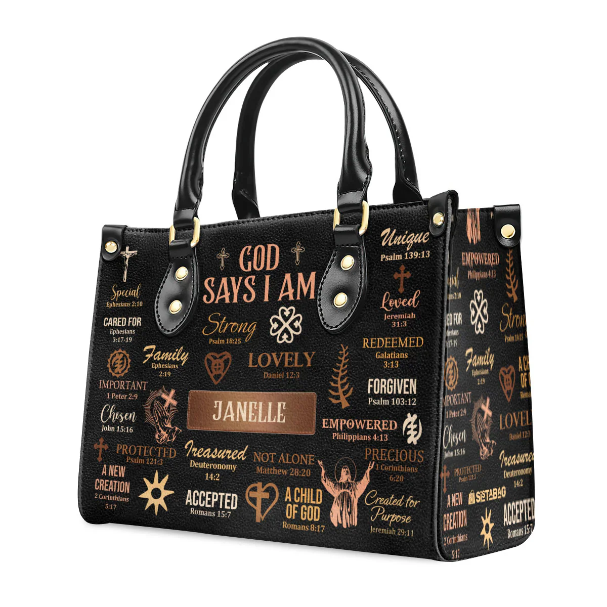 God Says I Am Bible Verses - Religious Personalized Leather Bag - Christian Gift For Black Women HD95 - Image 5