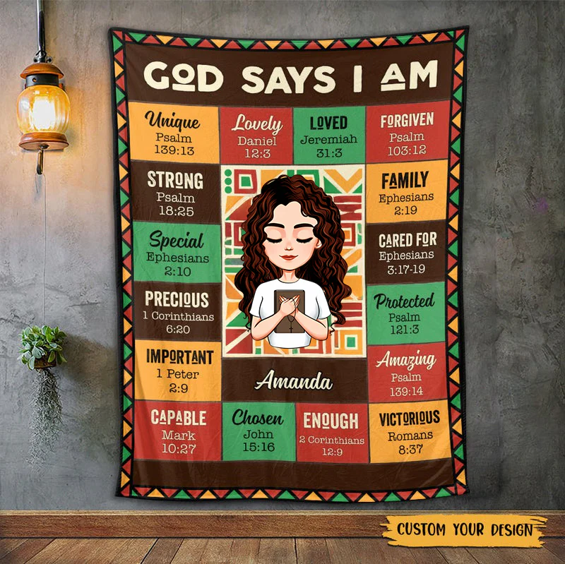 God Says I Am Black - Personalized Blanket - Best Gift For Mother, For Grandma | CLGOD05 TD118