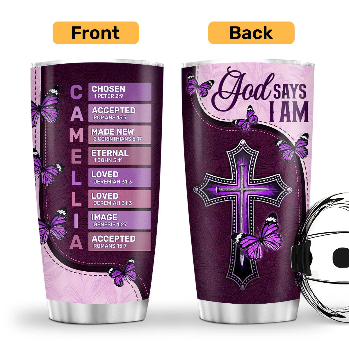 God Says I Am Chosen - Personalized Stainless Steel Tumbler - Image 2
