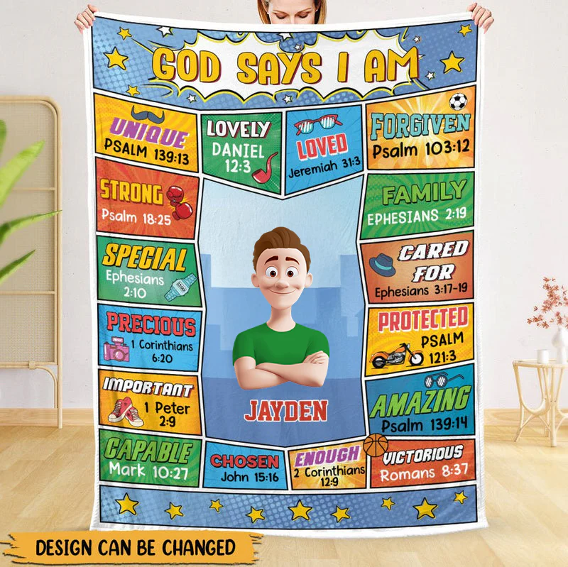 God Says I Am Comic Ver - Personalized Blanket - Meaningful Gift For Birthday | GR29.Ver3 TD118 - Image 3