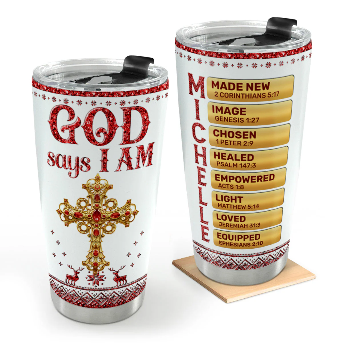 God Says I Am Crystal - Personalized Stainless Steel Tumbler HL128