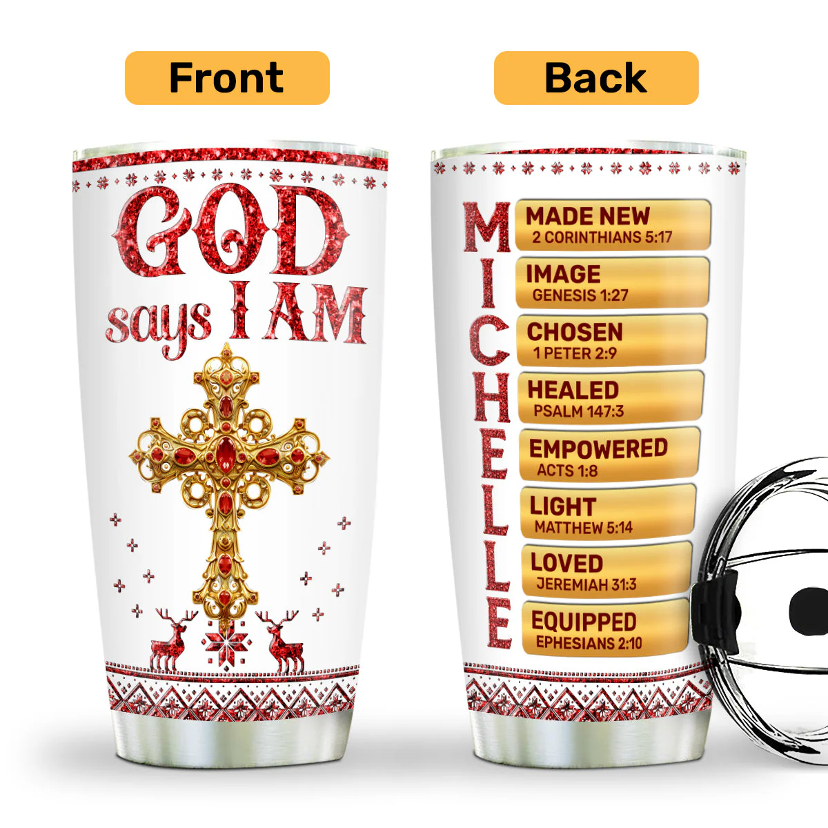 God Says I Am Crystal - Personalized Stainless Steel Tumbler HL128 - Image 2