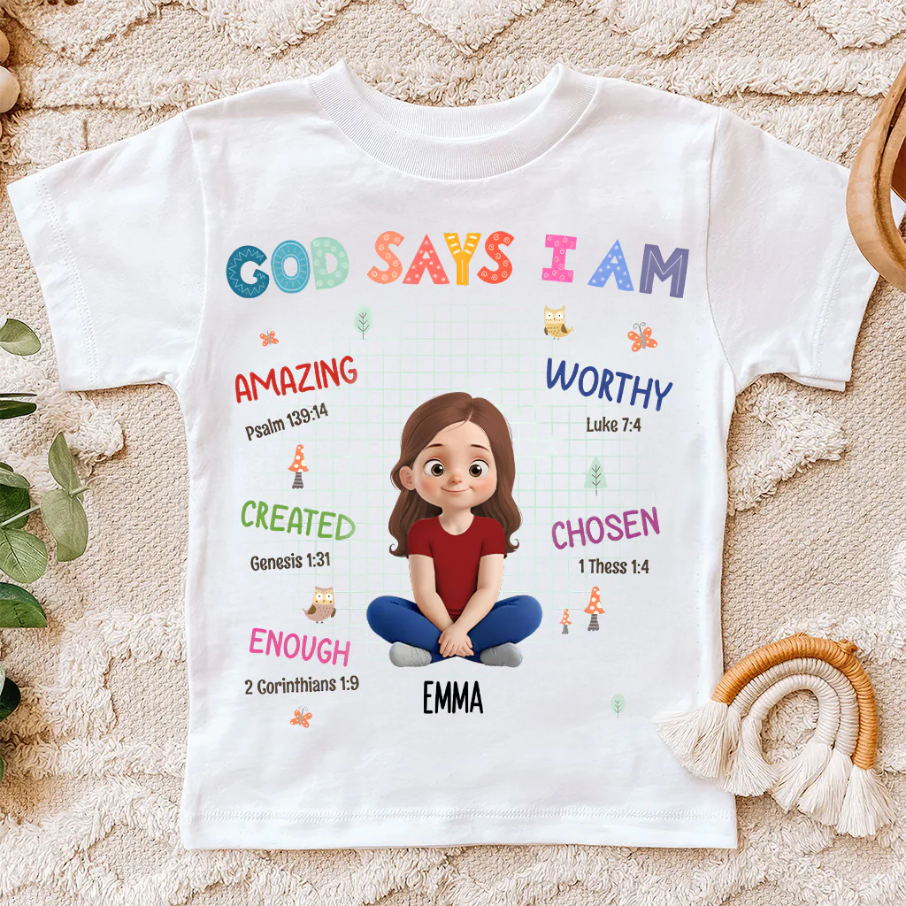 God Says I Am Custom Character - Personalized Shirt - Back To School Gift For Kids | GR25 TD118 - Image 2