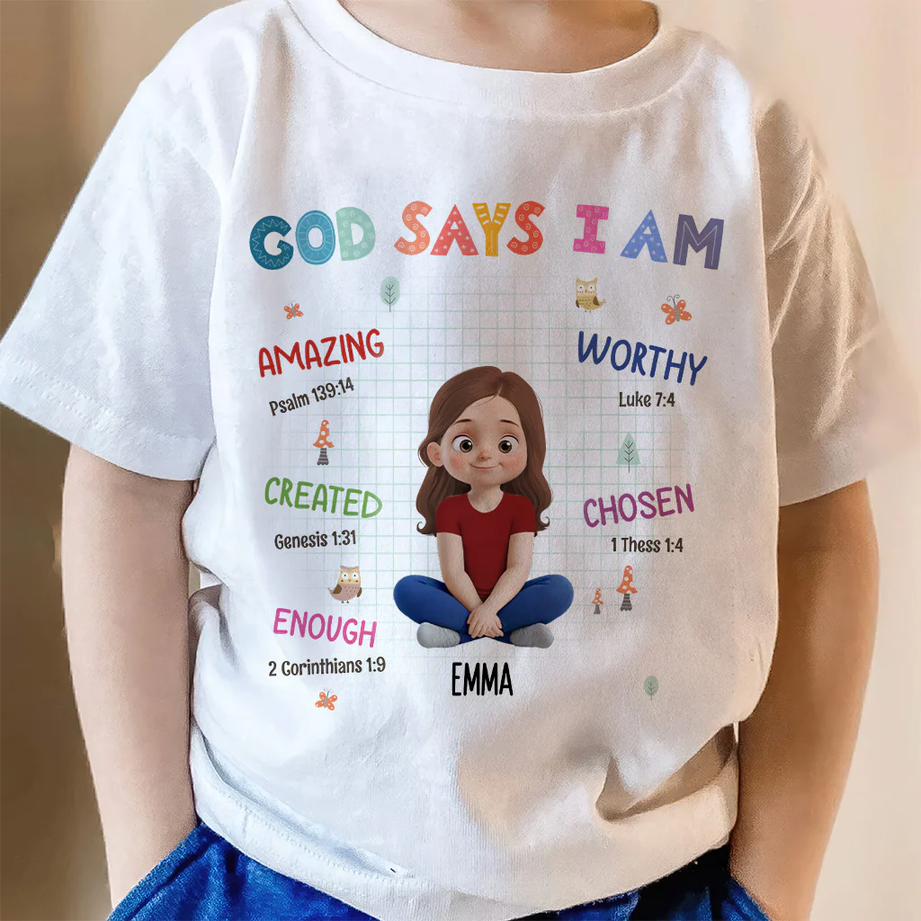 God Says I Am Custom Character - Personalized Shirt - Back To School Gift For Kids | GR25 TD118 - Image 3