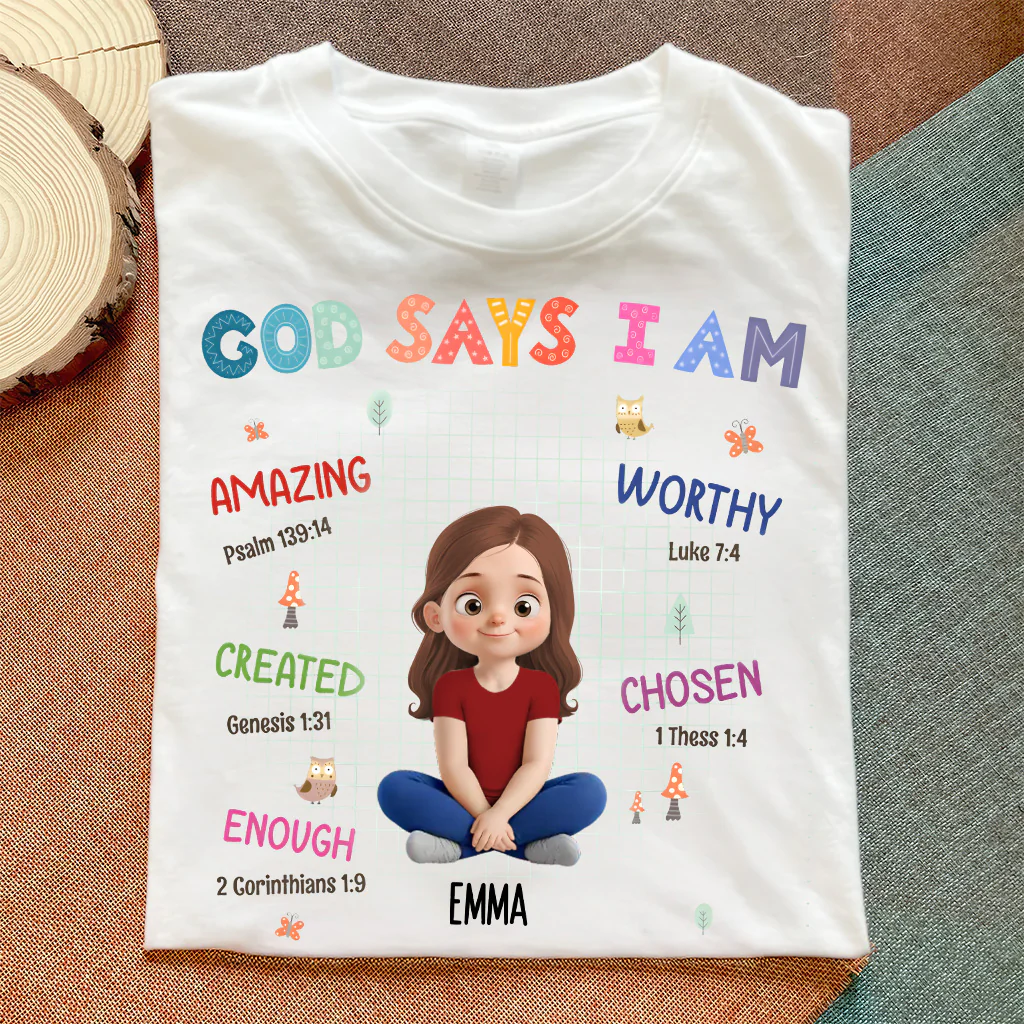 God Says I Am Custom Character - Personalized Shirt - Back To School Gift For Kids | GR25 TD118 - Image 4