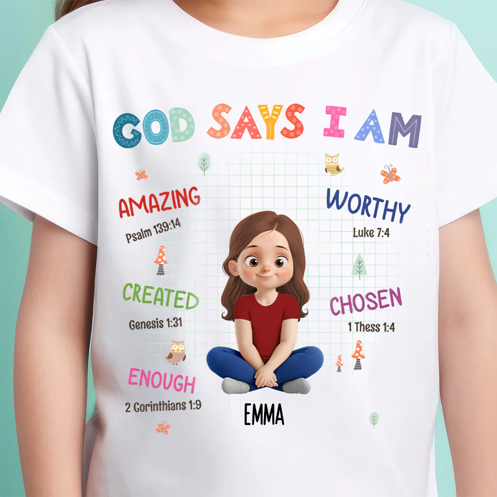 God Says I Am Custom Character - Personalized Shirt - Back To School Gift For Kids | GR25 TD118 - Image 5