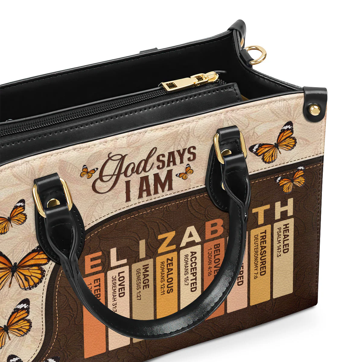 God Says I Am Empowered - Personalized Leather Handbag - Image 5