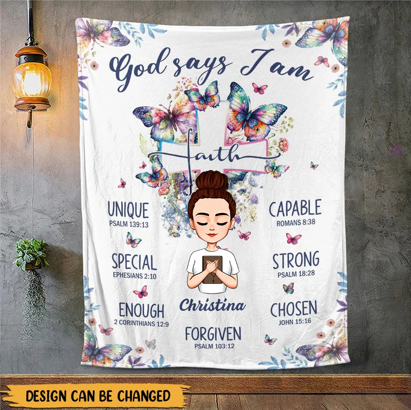God Says I Am Faith - Personalized Blanket - Best Gift For Mother, For Grandma | CLGOD05 TD118