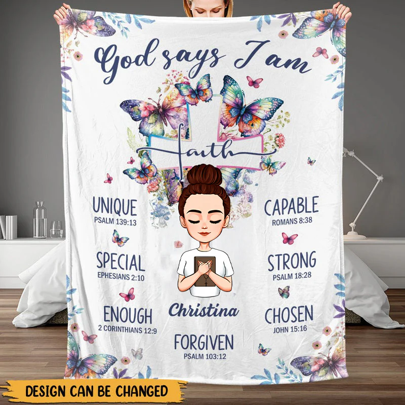 God Says I Am Faith - Personalized Blanket - Best Gift For Mother, For Grandma | CLGOD05 TD118 - Image 3