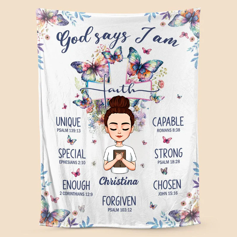 God Says I Am Faith - Personalized Blanket - Best Gift For Mother, For Grandma | CLGOD05 TD118 - Image 4