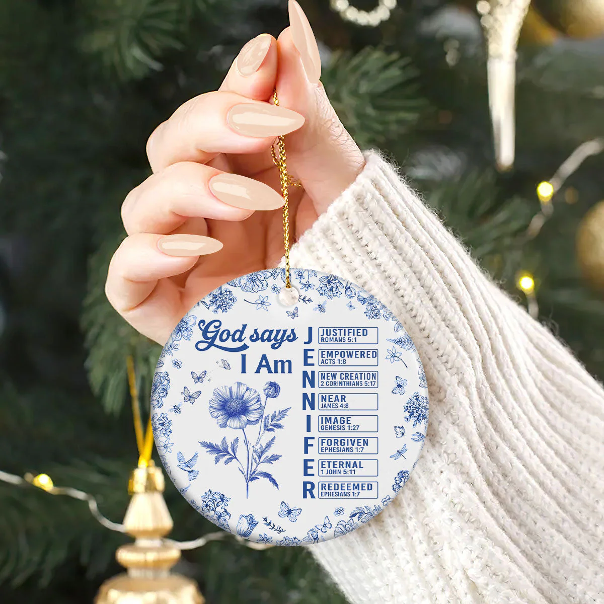 God Says I Am Joyful - Personalized Ceramic Ornament TD118 - Image 2