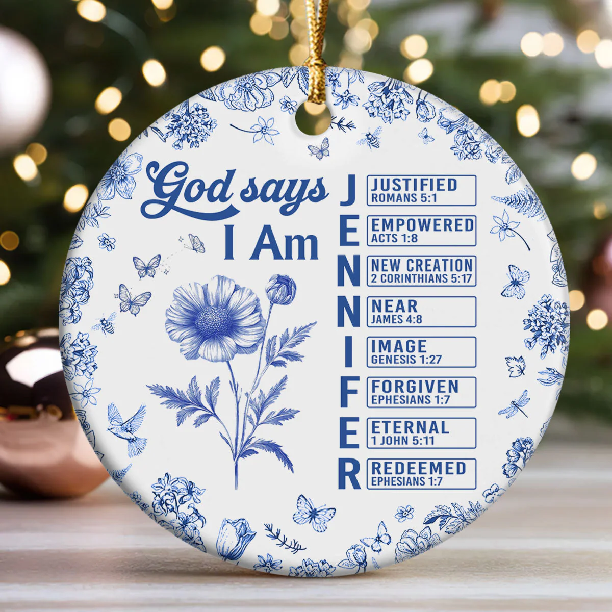 God Says I Am Joyful - Personalized Ceramic Ornament TD118 - Image 3