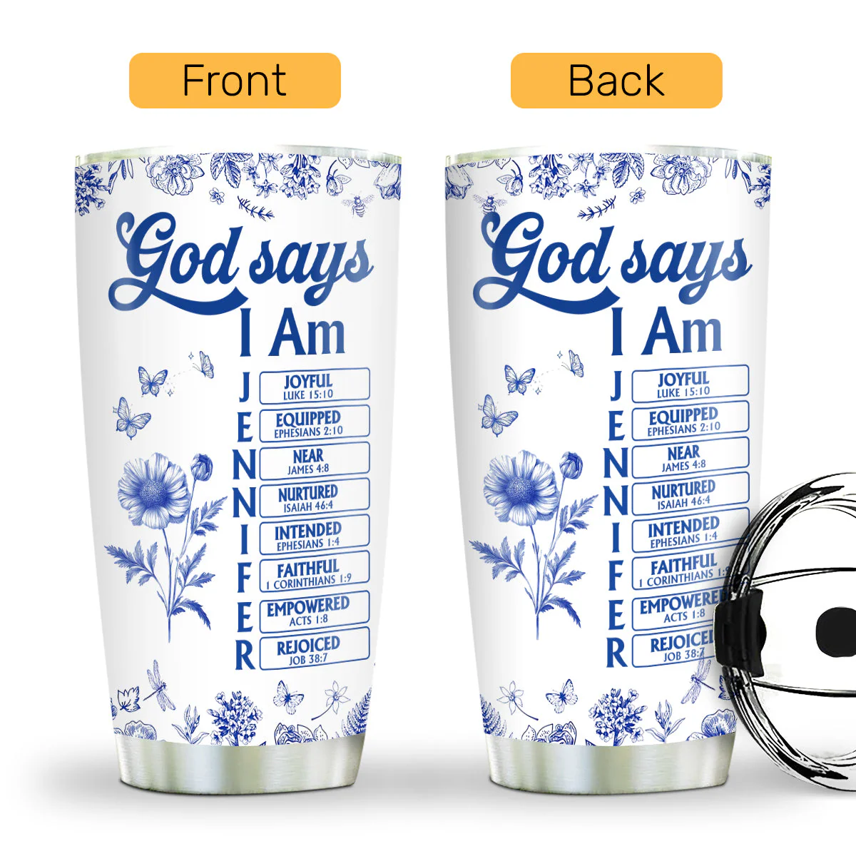 God Says I Am Joyful - Personalized Stainless Steel Tumbler TD118 - Image 2