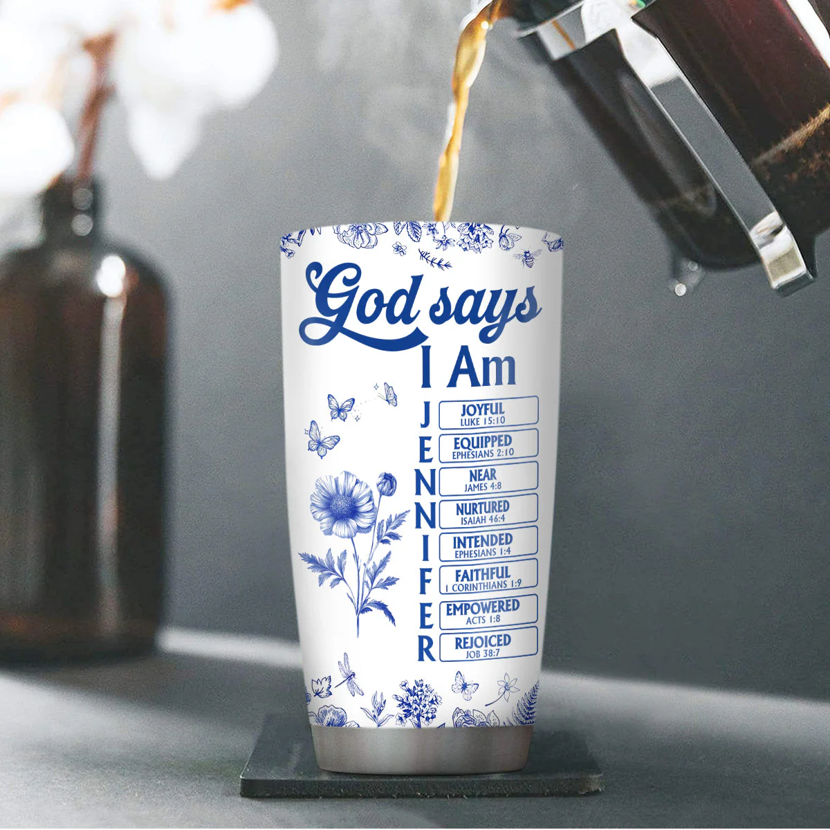 God Says I Am Joyful - Personalized Stainless Steel Tumbler TD118 - Image 4