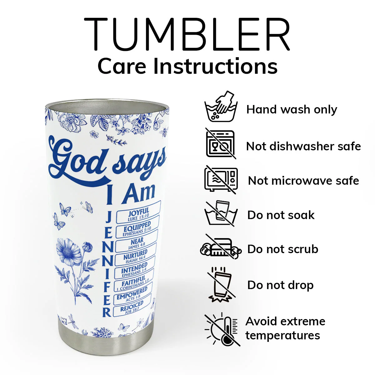 God Says I Am Joyful - Personalized Stainless Steel Tumbler TD118 - Image 5