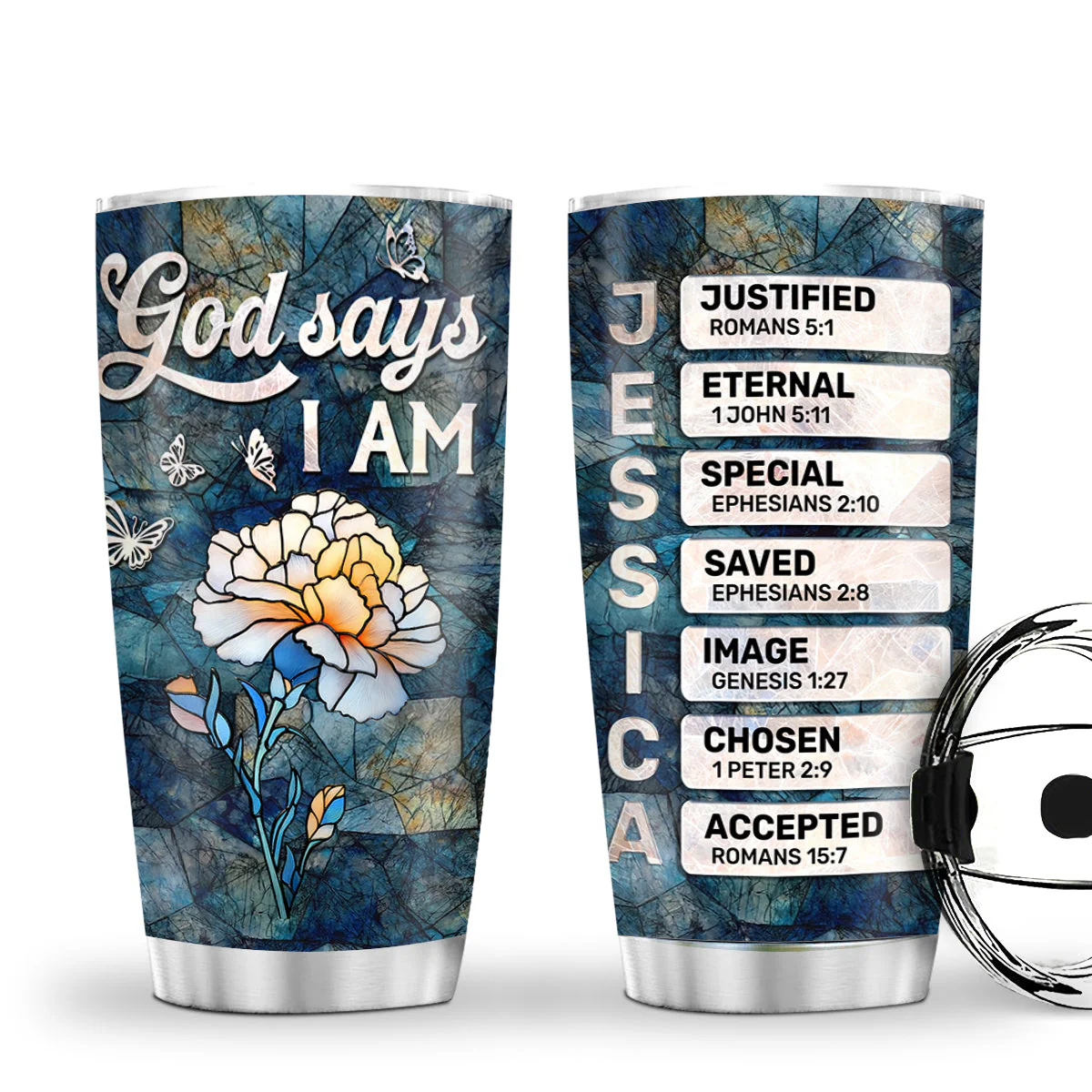 God Says I Am Justified - Personalized Stainless Steel Tumbler TD118 - Image 2