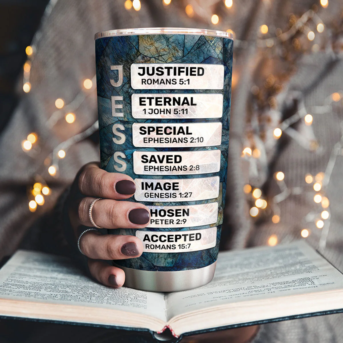 God Says I Am Justified - Personalized Stainless Steel Tumbler TD118 - Image 3