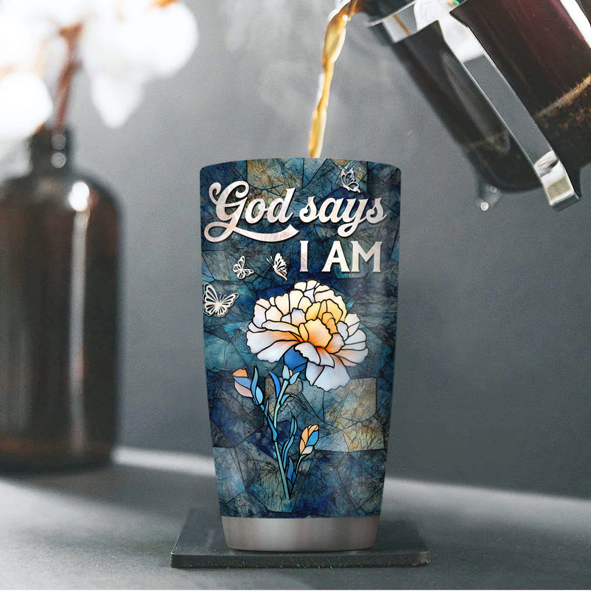 God Says I Am Justified - Personalized Stainless Steel Tumbler TD118 - Image 4