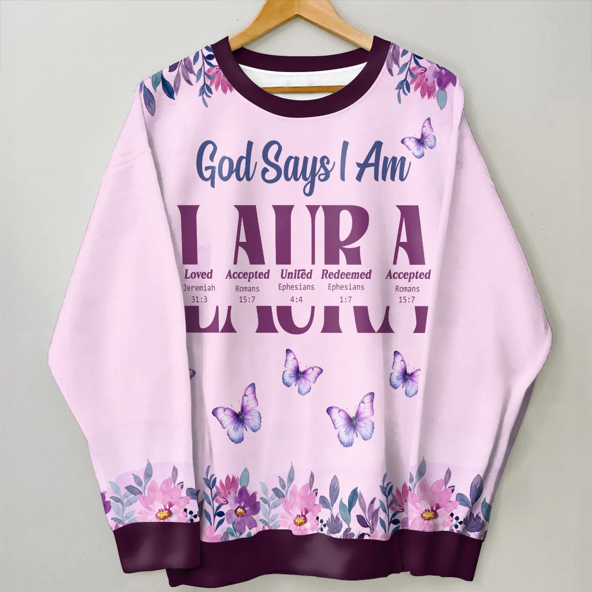 God Says I Am Loved - Personalized AOP Sweatshirt TD118 - Image 4