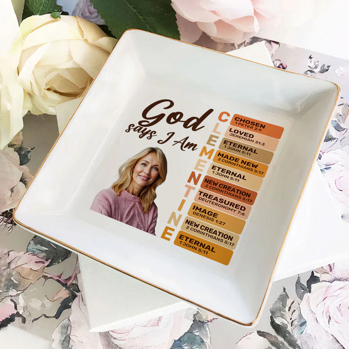 God Says I Am Loved - Personalized Jewelry Dish - Gift For Grandma, Mom, Girlfriend, Wife, Bestie, Sister - NH96 - Image 2