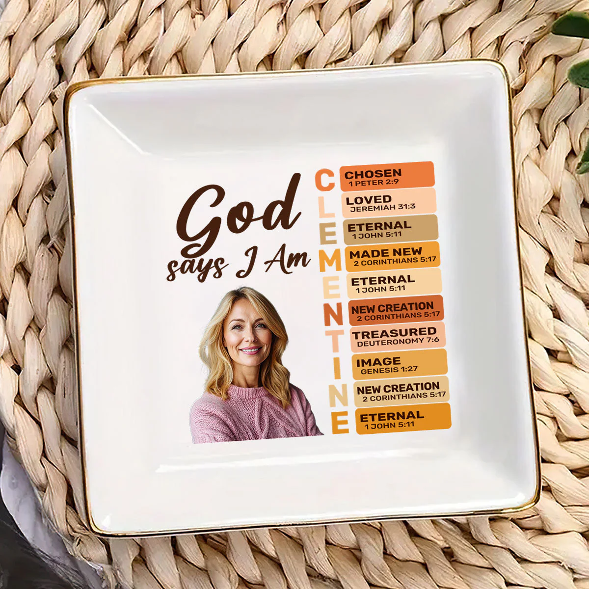God Says I Am Loved - Personalized Jewelry Dish - Gift For Grandma, Mom, Girlfriend, Wife, Bestie, Sister - NH96 - Image 3