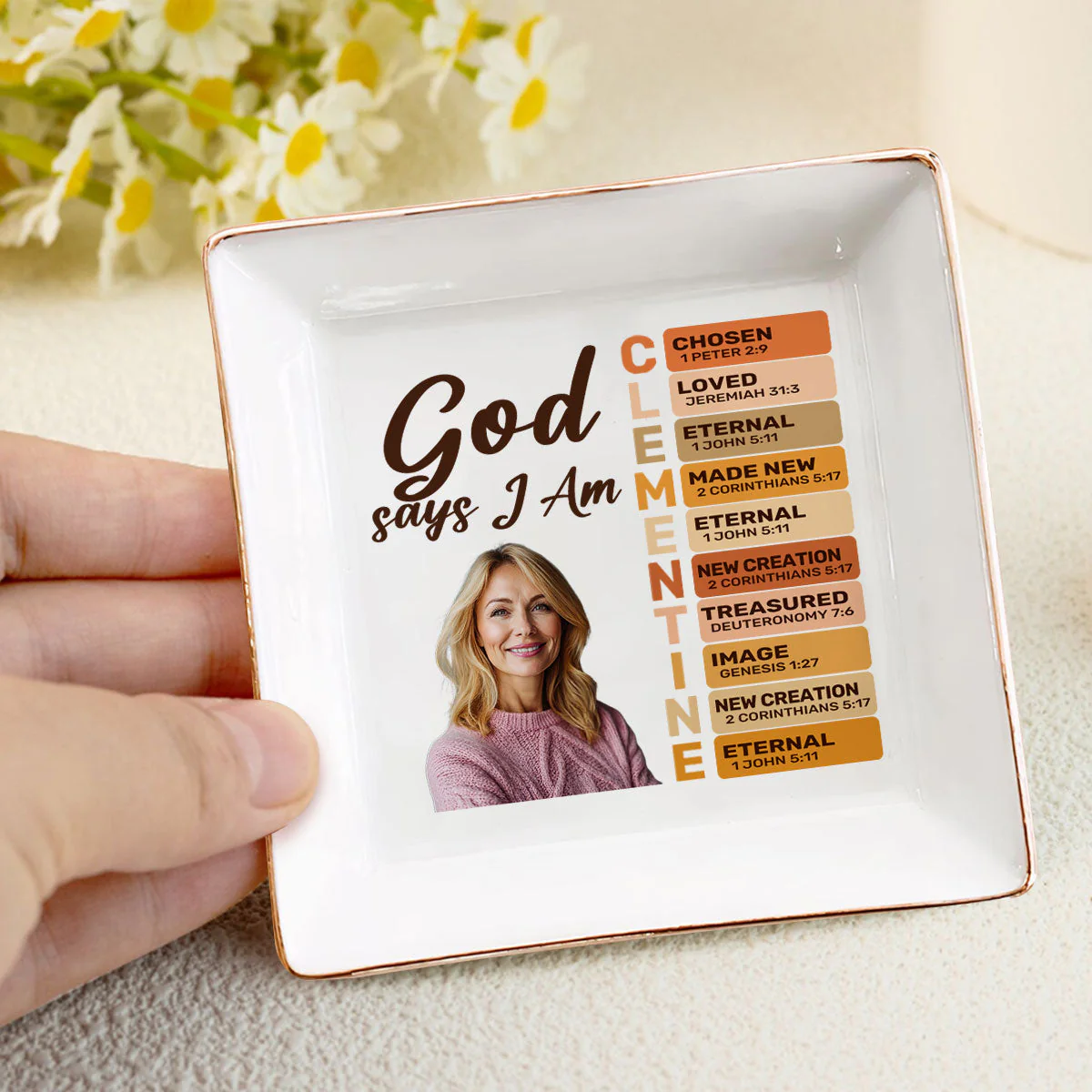 God Says I Am Loved - Personalized Jewelry Dish - Gift For Grandma, Mom, Girlfriend, Wife, Bestie, Sister - NH96 - Image 4