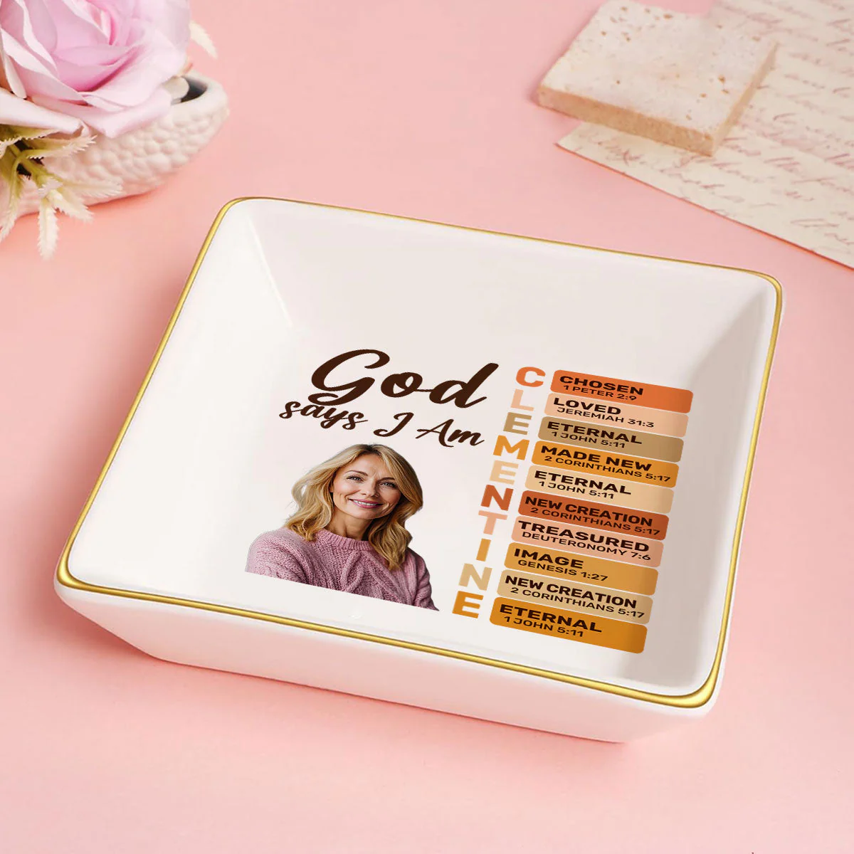 God Says I Am Loved - Personalized Jewelry Dish - Gift For Grandma, Mom, Girlfriend, Wife, Bestie, Sister - NH96 - Image 5