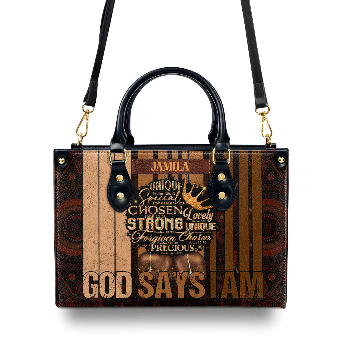 God Says I Am Melanin Drip - Personalized Leather Handbag - Christian Faith Gift For Her HD95 - Image 5