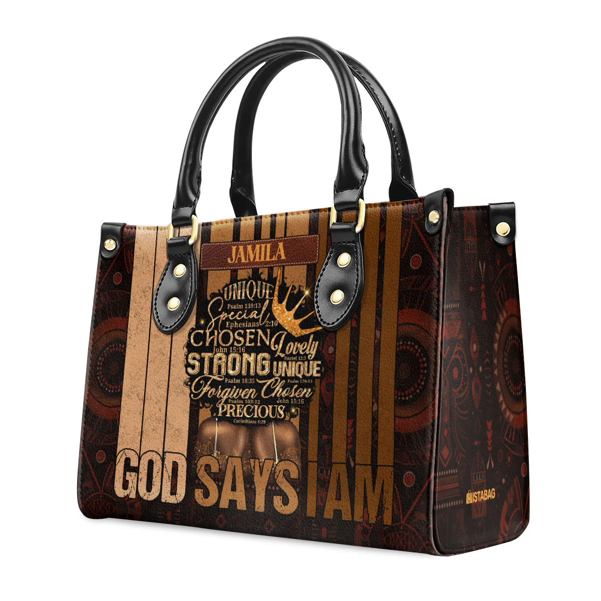 God Says I Am Melanin Drip - Personalized Leather Handbag - Christian Faith Gift For Her HD95 - Image 6