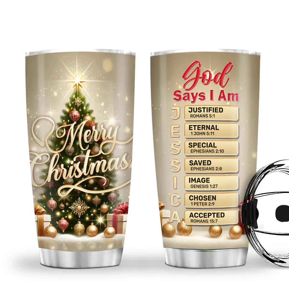 God Says I Am Merry Chritsmas - Personalized Stainless Steel Tumbler TD118 - Image 2