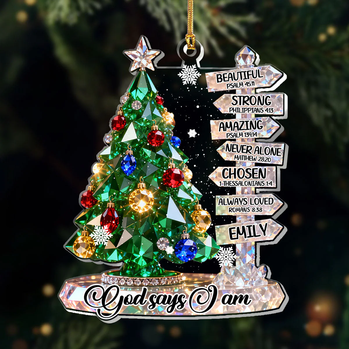 God Says I Am - Personalized 1-Layer Acrylic Ornament HL128 - Image 3