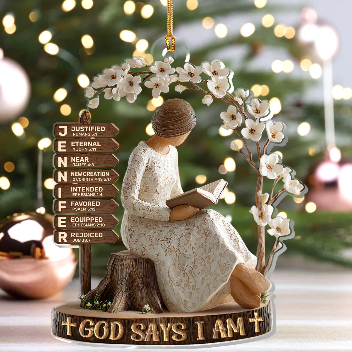 God Says I Am - Personalized 1-Layer Acrylic Ornament HL128 - Image 4