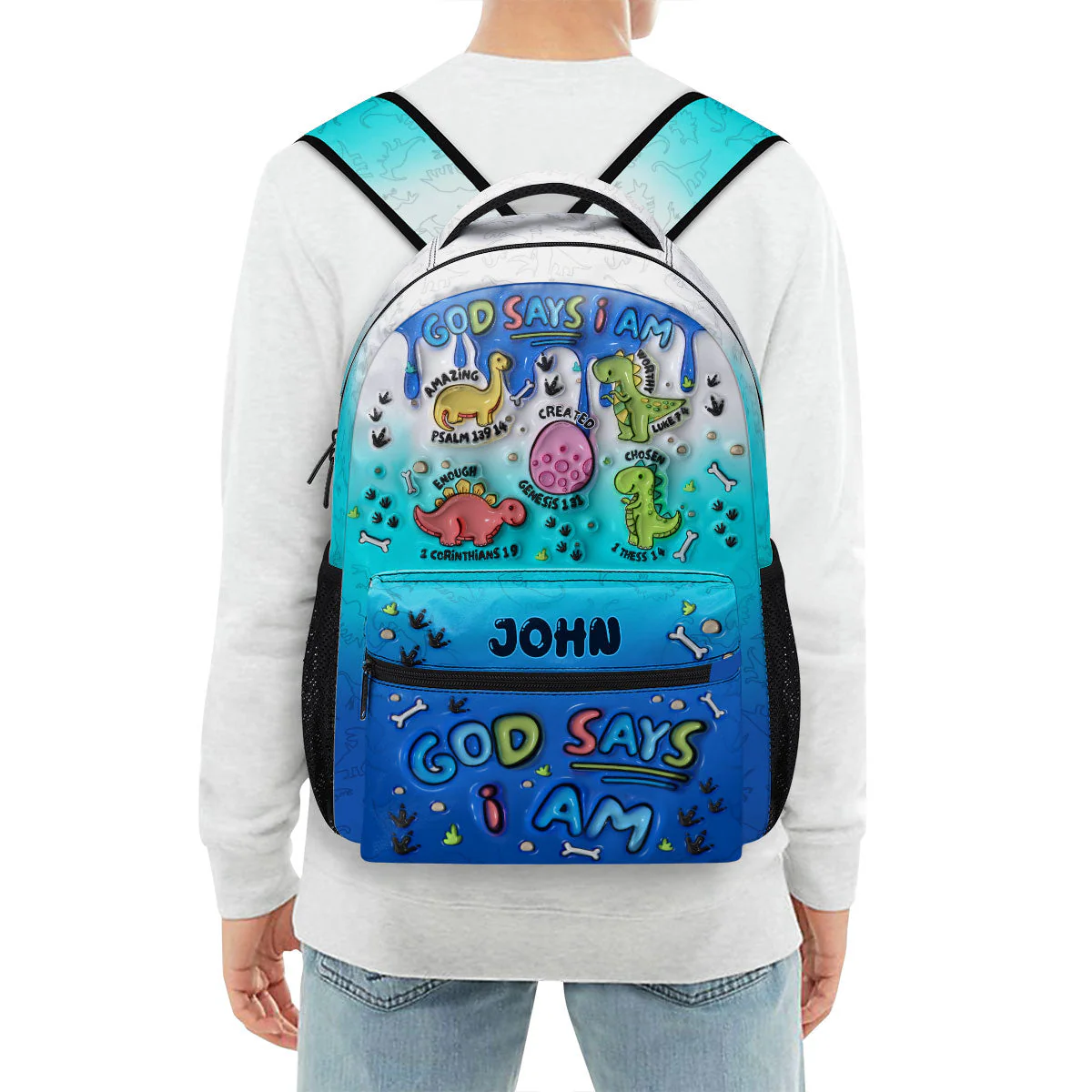 God Says I Am - Personalized 3D Inflated Effect Printed Backpack - Gift For Kids TD118 - Image 4