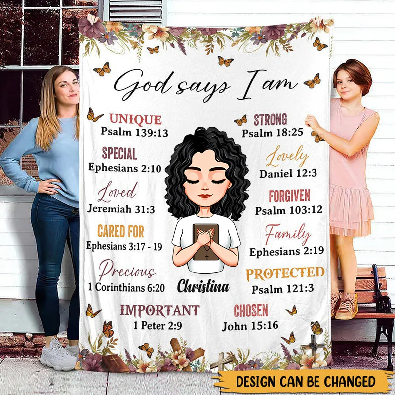 God Says I Am - Personalized Blanket - Best Gift For Mom, Daughter, Sister, Friend, Wife | CLGOD05 TD118 - Image 3