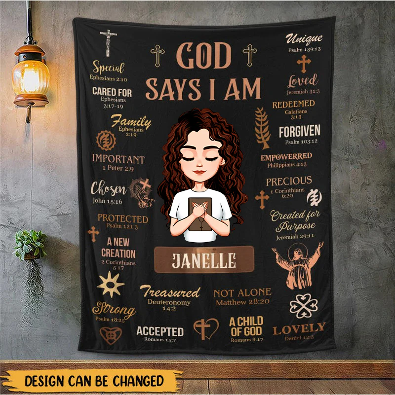 God Says I Am - Personalized Blanket - Best Gift For Mother, For Grandma TD118