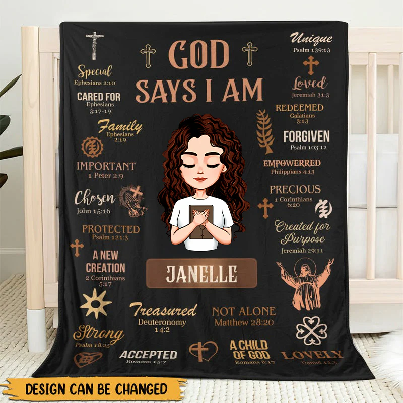 God Says I Am - Personalized Blanket - Best Gift For Mother, For Grandma TD118 - Image 2