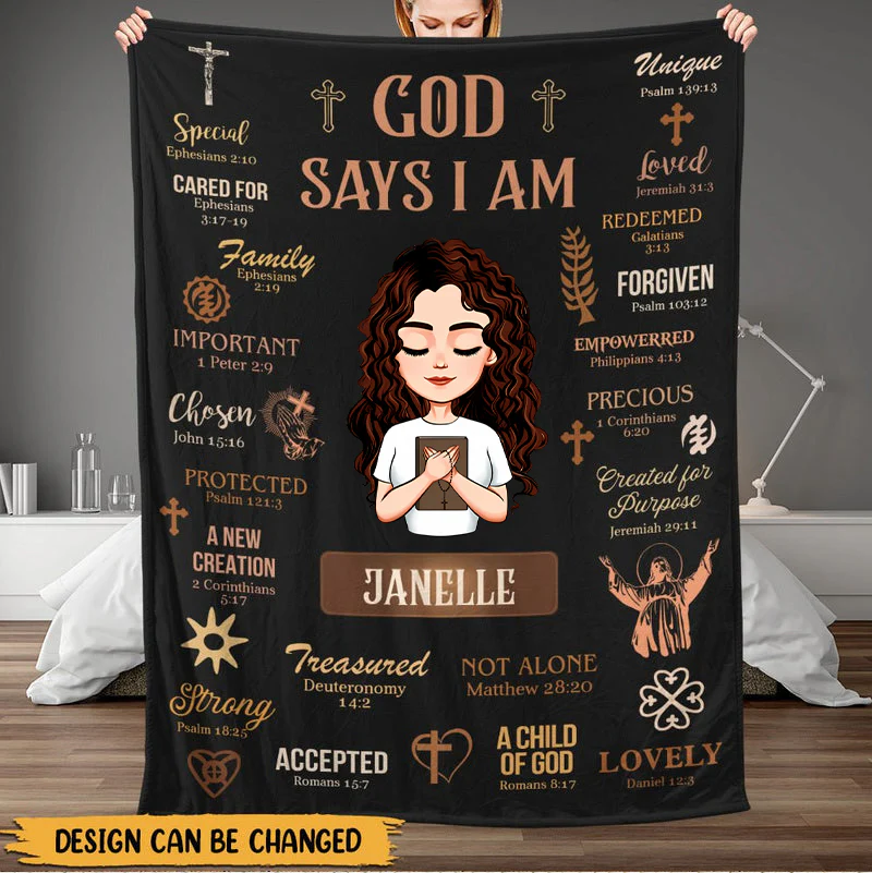 God Says I Am - Personalized Blanket - Best Gift For Mother, For Grandma TD118 - Image 3
