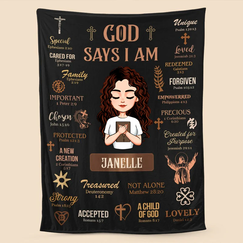 God Says I Am - Personalized Blanket - Best Gift For Mother, For Grandma TD118 - Image 4