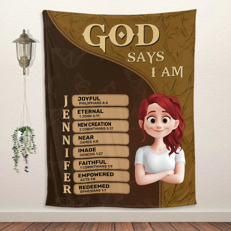 God Says I Am - Personalized Blanket | GR29. 3D HL128 - Image 2